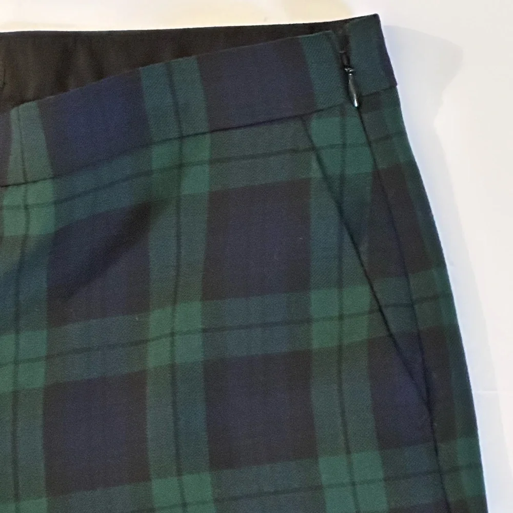 J. Crew Wool Blend Navy Black Green Ankle Length Pants Lined Side Zip Flat Front